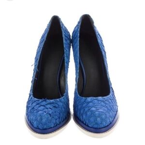 Alexander Wang Aida Platform Heels Blue Fish Scale